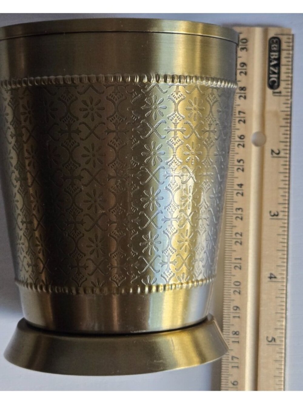Pure Brass Glass Tumbler Embossed Design for Drinking Water - Picture 8 of 9